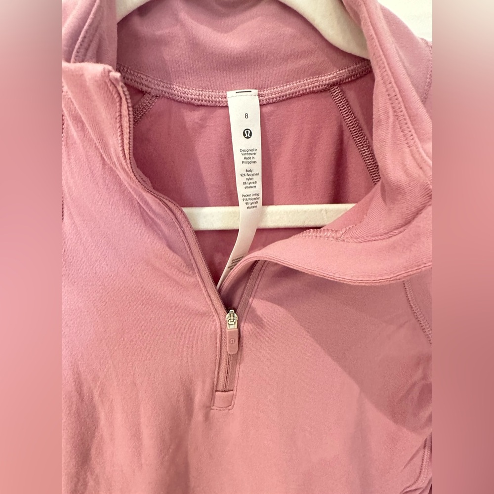 Lululemon It’s Rulu Cropped Half-zip Size 8 Pink Taupe